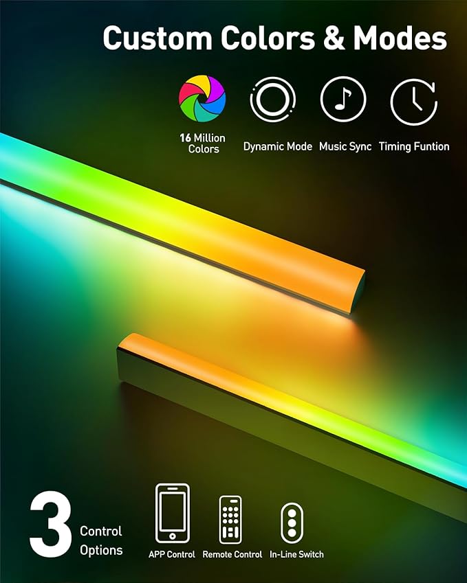 Perlegear AuraFrame™ Pre-Assembled TV Wall Mount with LED Lights for 26-65 inch TVs up to 99 lbs, Max VESA 400x400mm, Swivel, Extension, Tilt, TV Backlights with Music Sync, Fits 16”/12” Wood Studs