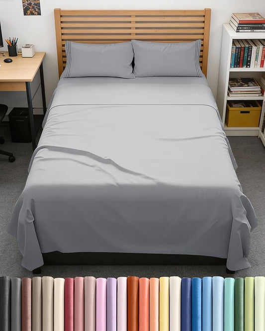 Full XL Bed Sheet Set - 4 Piece Extra Long Extended Full XL Sheets - Soft, Breathable & Cooling - Fits 8” to 16" Mattress w/ Deep Pockets - 54" x 80" - Easy-Fit, Wrinkle & Fade Resistant - Steel Blue