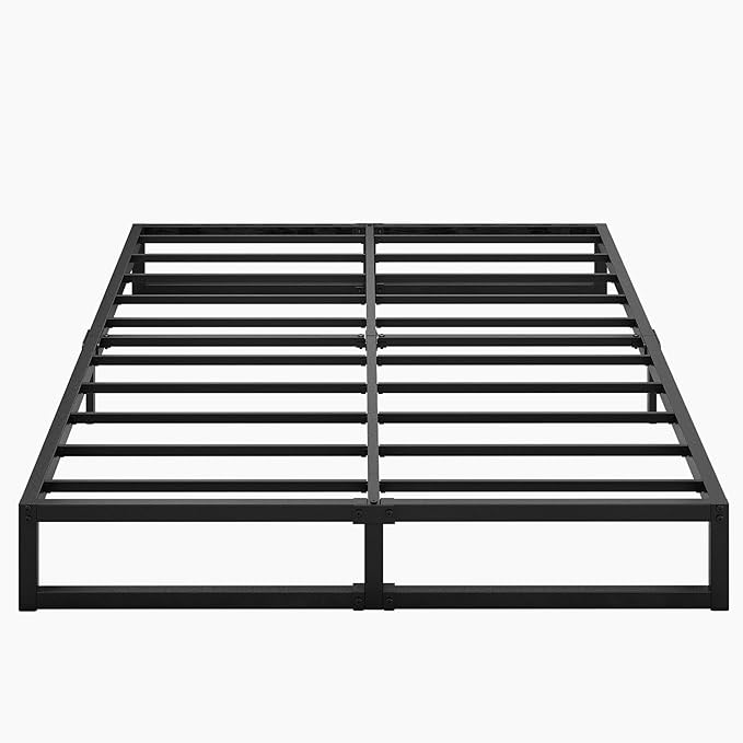 8 Inch King Bed Frame Sturdy Mattress Foundation, Heavy Duty Metal Platform with Steel Slats Support No Box Spring Needed, Noise Free, Easy Assembly, Black