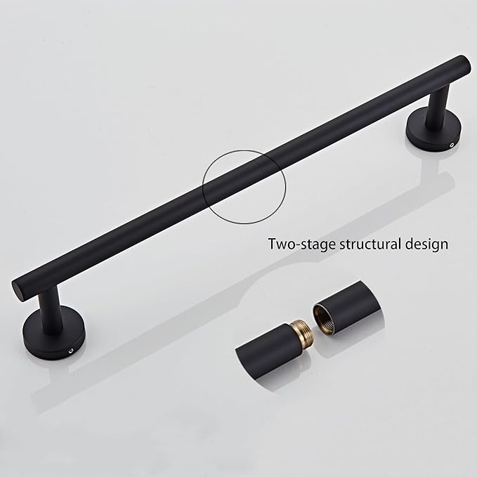 Bathroom Towel Bar, 18-Inch Towel Rack for Bathroom Wall Mounted, Matte Black Thicken SUS304 Stainless Steel Towel Rod Modern Home Decor(Total Length 20-Inch)