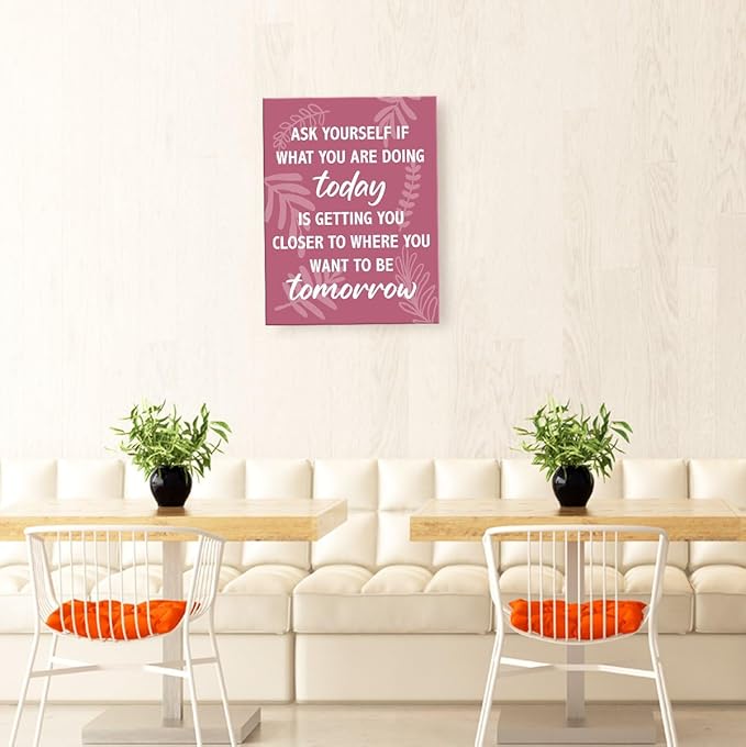 Inspirational Wall Art For Office,Ask Yourself What You Are Doing Today Canvas Paintings Framed For Home Office Workplace Wall Art Decor