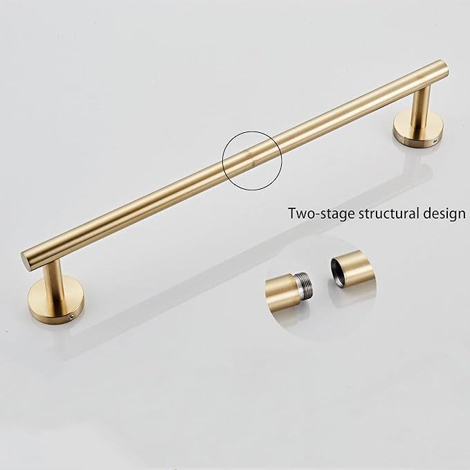 Bath Towel Bar, 24 Inch 304 Stainless Steel Thicken Towel Holder for Bathroom Wall, Towel Holder Brushed Gold Finished Wall Mount(Total Length 26-Inch)