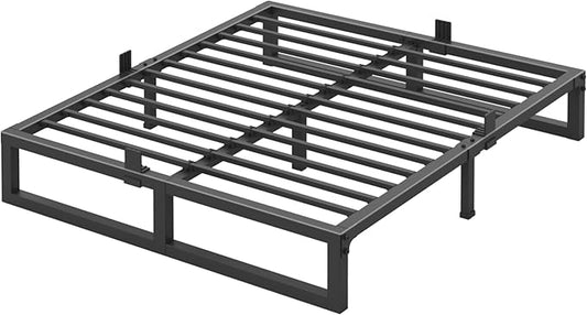 10 inch California King Size Bed Frame Low Profile Metal Platform Frames with Mattress Slide Stopper,Heavy Steel Slats Support,No Box Spring Needed,Noise Free,Non-Slip,Easy Assembly