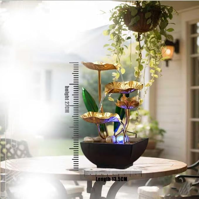 Tabletop Water Fountain Meditation: USB Desktop Sleep Waterfall - Desktop Fountains for Meditation Relaxation for Bedroom Living Room Office Yellow