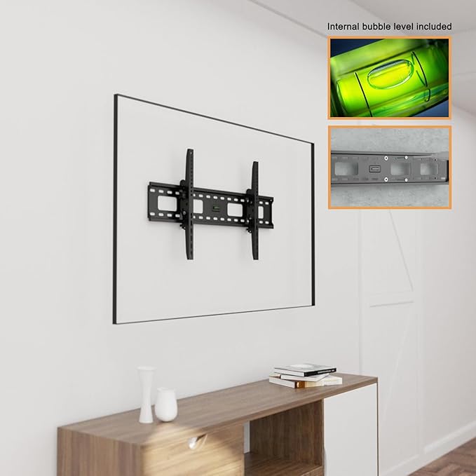 Ultra Slim Tilt TV Wall Mount Bracket for BenQ Master Series RM7503 75" 4K Educational Touchscreen Display - RM7503 - Low Profile 1.7" from Wall, 12° Tilt Angle, Easy Install