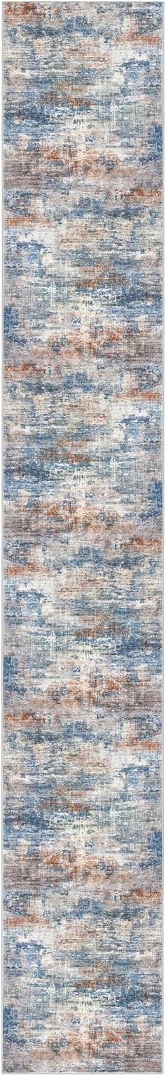 IOHOUZE Abstract Runner Rug 3x20 Ft Extra Long Washable Runners for Hallways, Non Slip Kitchen Runner Printed Faux Wool Entryway Runner Indoor, Modern Abstract Floor Carpet for Hall Stair, Blue Rust