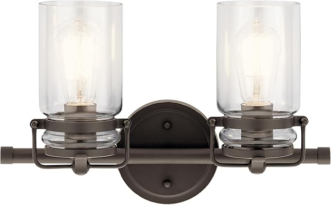 Kichler Lighting Brinley 15.75" 2 Light Vanity Light with Clear Glass in Olde Bronze®