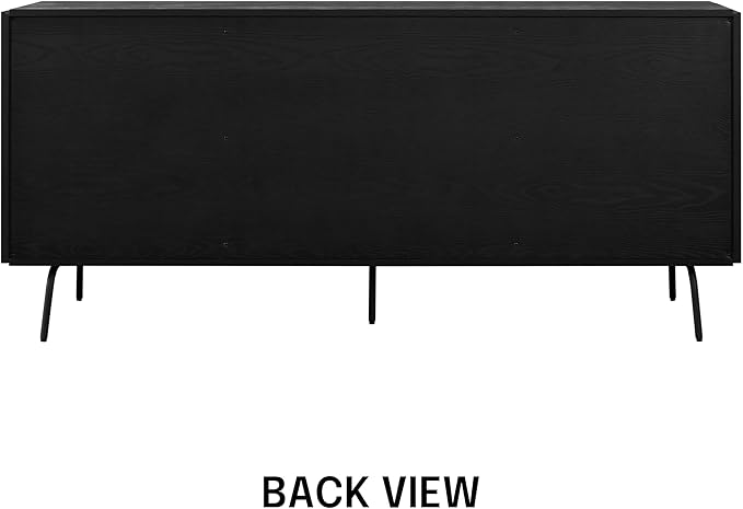 NTC MOSSIC Large Sideboard with 2 Doors and 3 Drawers, Buffet Cabinet with Natural Rattan and Metal Legs, Modern Storage Cabinet for Living Room, and Hallway, Effortless Assembly - Burnt Black