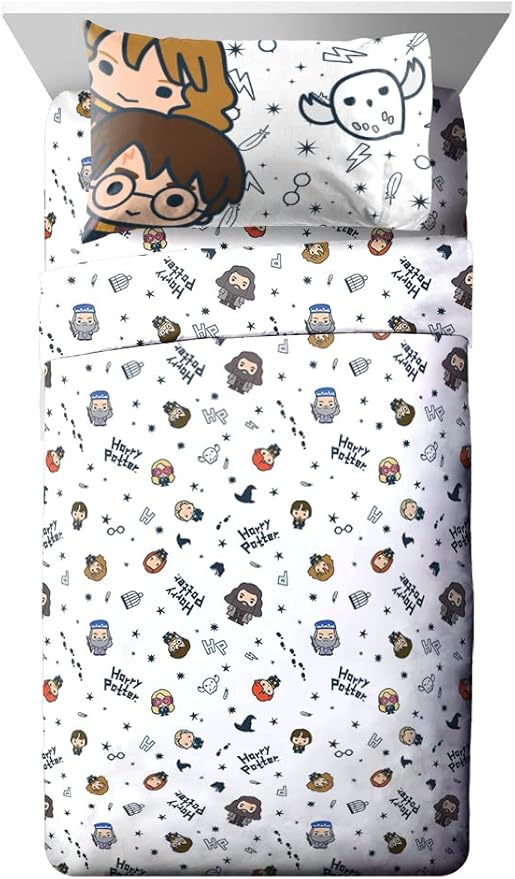 Jay Franco Harry Potter Charms 5 Piece Twin Bed Set - Bedding Features Harry, Ron, Hermoine, & Luna - (Official Harry Potter Product)