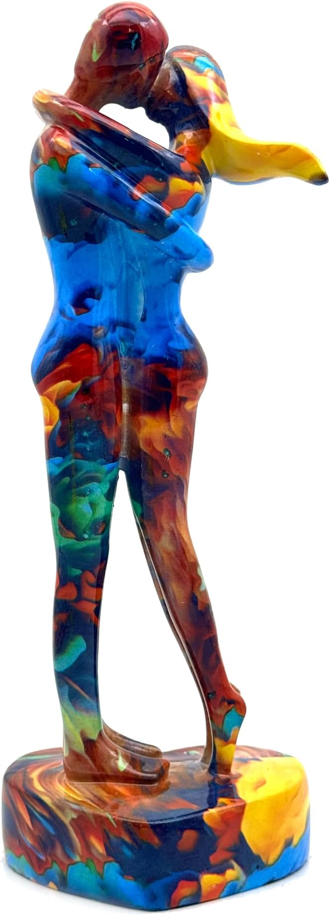 10.5 Inch Couple Sweethearts Lover Hug Kissing Statue Figurine Sculpture Resin Collectible Gifts for Office Home Decor Desk Accessories Decoration Figurines (Multicolor)