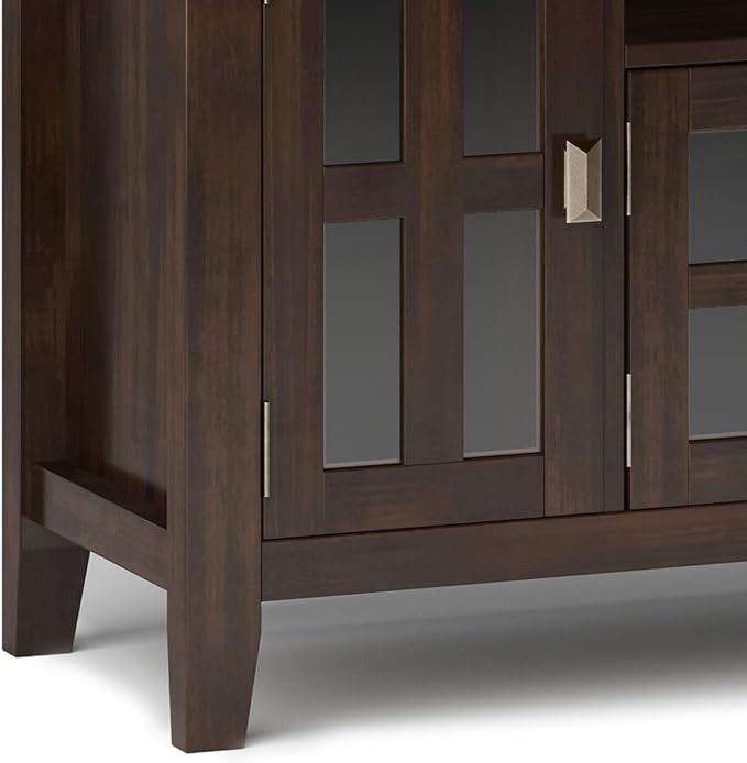 SIMPLIHOME Artisan SOLID WOOD 72 inch Wide Contemporary TV Media Stand in Farmhouse Grey For TVs up to 80 inches for the Living Room and Entertainment Center