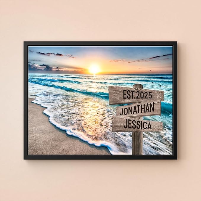 Personalized Canvas Vintage Street Sign For Couple, Crossroads StreetSign Best Gift For Сouple, Custom Name And Date VintageStreet Sign Art Canvas Of Poster #24