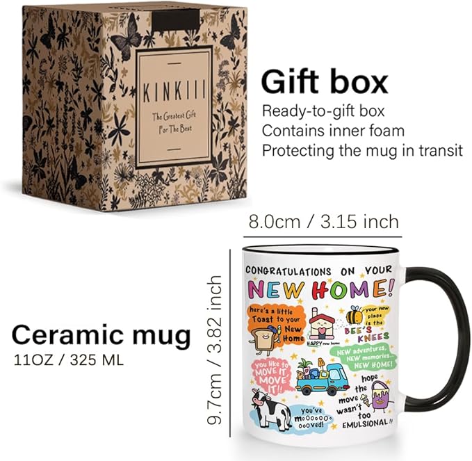 Funny Housewarming Coffee Mug Gift for New Home/Apartment, Unique Congratulations Cup for New Homes, First Home Present for Friends Family Couples, Cute Ceramic Mugs for Moving Celebration 11oz