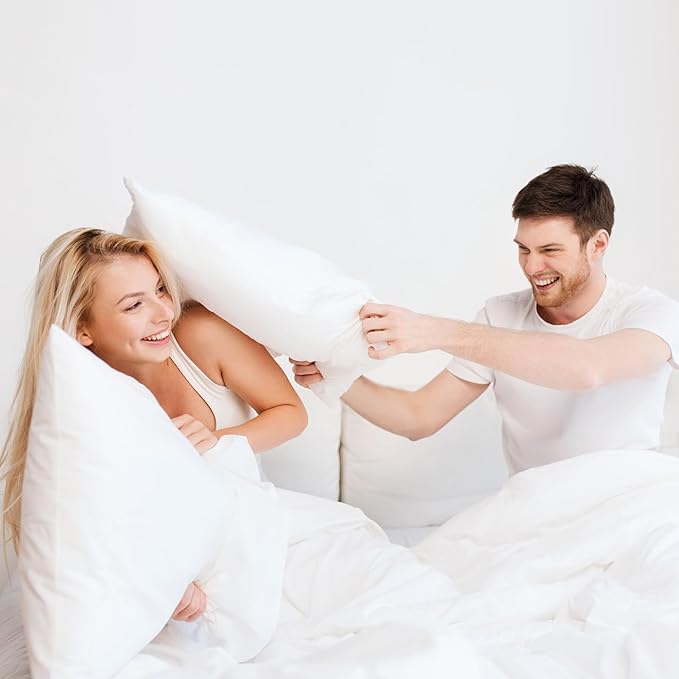 Throw Pillows Insert Set of 2, White 24x24 in Pillow Inserts with 100% Cotton Cover,Bed and Couch Decorative Stuffer Pillows,Indoor Pillows for Sofa