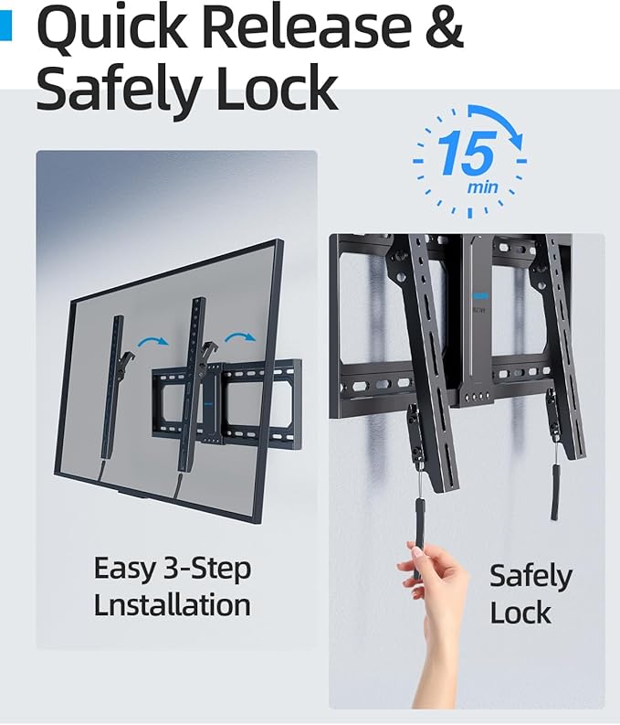 Tilt TV Wall Mount Fits 16-24" Studs, Holds 37-82" TVs up to 132 lbs, Max VESA 600x400mm - by USX STAR