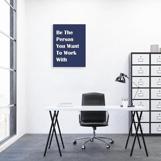 Be The Person You Want To Work With Wall Art,Inspirational Teamwork Canvas Paintings Framed For Office Home Workplace Wall Art Decor
