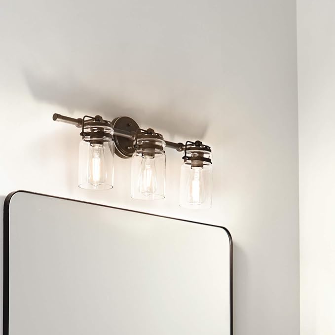 KICHLER Brinley 24" 3 Light Vanity Light with Clear Glass in Olde Bronze®