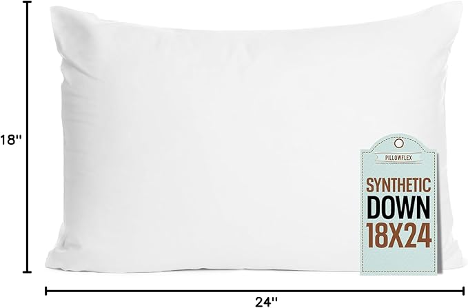 Pillowflex Sleep & Toddler Pillow (18x24 inches) - Soft Faux Synthetic Down Alternative, Perfect for Toddlers, Bed Pillows for Sleeping Wedge with Neck Support and Allergy Free Kid's Pillows.