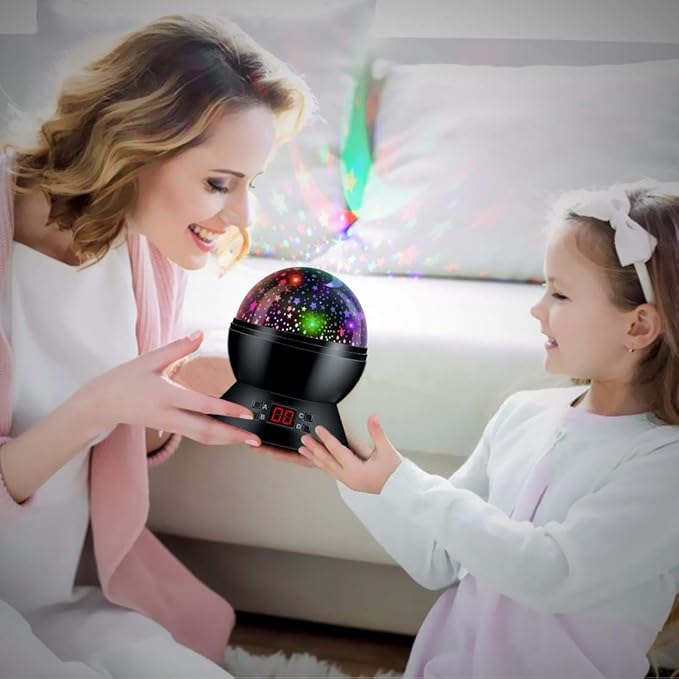 Star Projector Night Lights for Kids with Timer, Toys for 2-5-14 Year Old Boys Room Lights for Kids Glow in The Dark Stars Moon for Child Sleep Peacefully, Birthday Gifts for Boys-Black