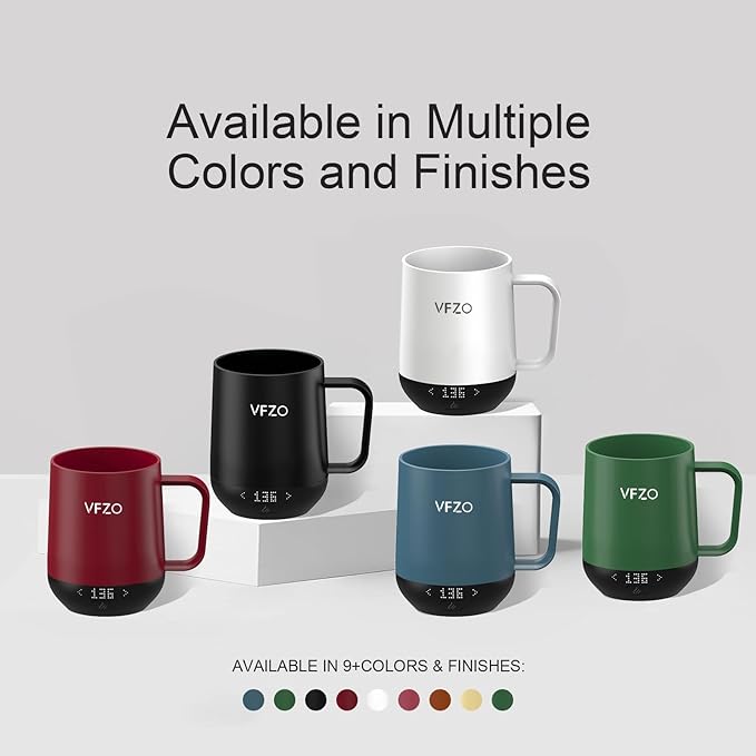 Temperature Control Smart Mug, Self Heating Coffee Mug LED Display, 180 Min Battery Life - Hot up to 149℉ Fast Wireless Charger Base Improved Design coffee serving sets (12oz, Burgundy)