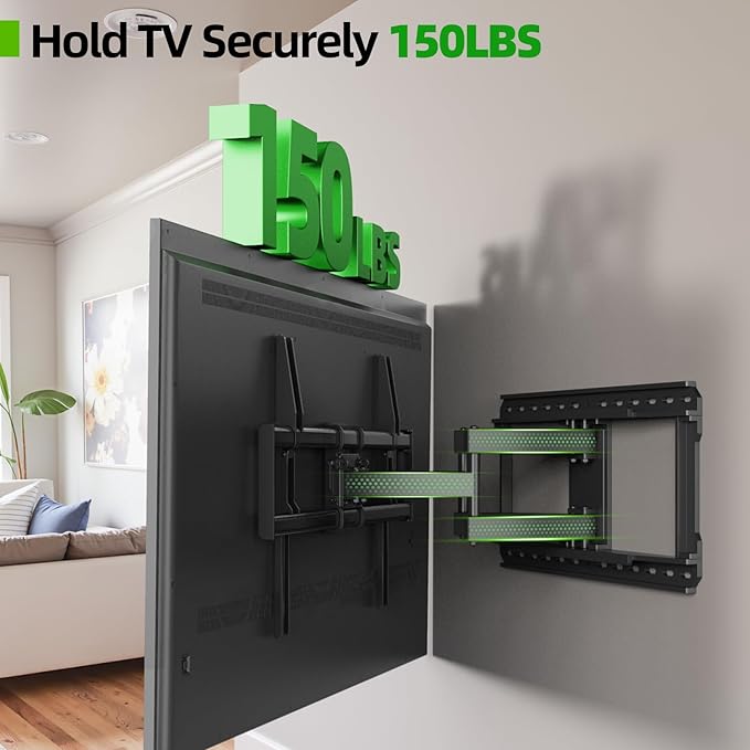 USX MOUNT Heavy Duty for 37-90 inch Large Full Motion TV Wall Mount, Up to 150lbs & 24" Wood Studs, Wall Mount TV Bracket with Smooth Swivel, Tilt, Extension, Max VESA 600x400mm
