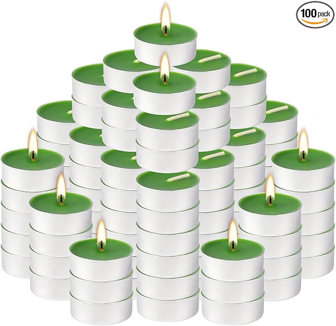 100 Pack Scented Tealight Candles 4 Hours, Spring Aromatherapy Candles for Votive Home, Wedding Holiday and Emergency (Dark Green)