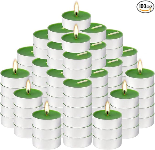 100 Pack Scented Tealight Candles 4 Hours, Spring Aromatherapy Candles for Votive Home, Wedding Holiday and Emergency (Dark Green)