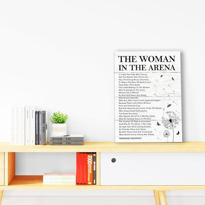 Gwisml The Woman In The Arena Wall Decor,Inspirational Quotes Canvas Frame Paintings For Home Office Wall Art Workplace Decor