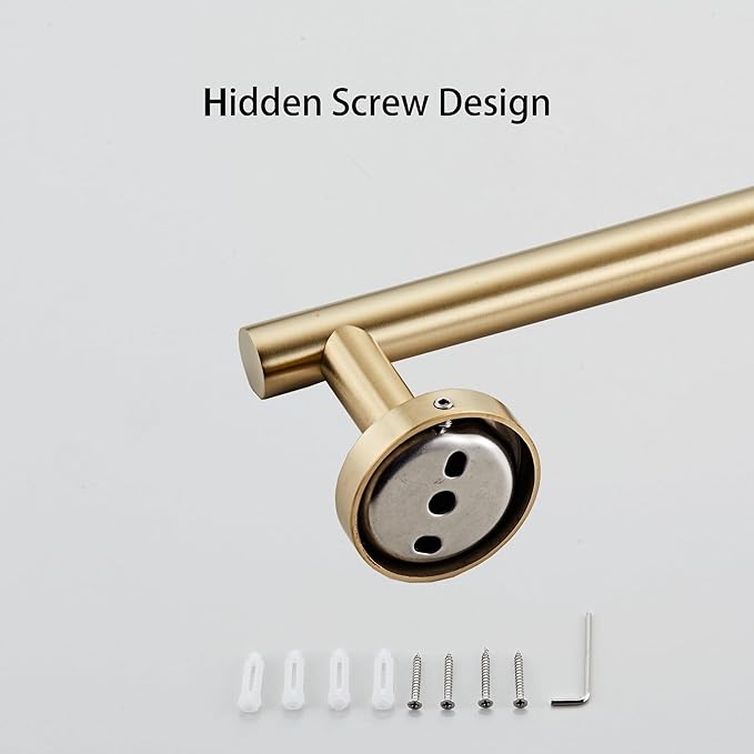 Bath Towel Bar, 24 Inch 304 Stainless Steel Thicken Towel Holder for Bathroom Wall, Towel Holder Brushed Gold Finished Wall Mount(Total Length 26-Inch)