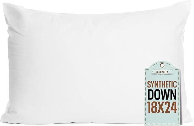 Pillowflex Sleep & Toddler Pillow (18x24 inches) - Soft Faux Synthetic Down Alternative, Perfect for Toddlers, Bed Pillows for Sleeping Wedge with Neck Support and Allergy Free Kid's Pillows.