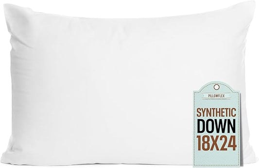 Pillowflex Sleep & Toddler Pillow (18x24 inches) - Soft Faux Synthetic Down Alternative, Perfect for Toddlers, Bed Pillows for Sleeping Wedge with Neck Support and Allergy Free Kid's Pillows.