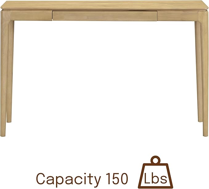 NTC Mingle 47-Inch Console Table, Modern Solid Wood Entryway Table with Hidden Drawer, Waterproof & Heat Resistant, Narrow Table for Hallway, Living Room & Foyer, Sand