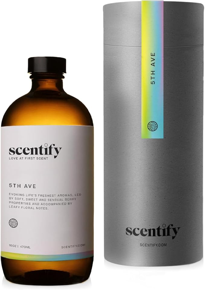 Scentify 5th Ave Aroma Oil Refill Scent for Oil Diffusers - Bergamot, Floral, Gardenia Scents - Luxurious Relaxing Aromatherapy Diffuser Fragrance 470ml, 16 oz