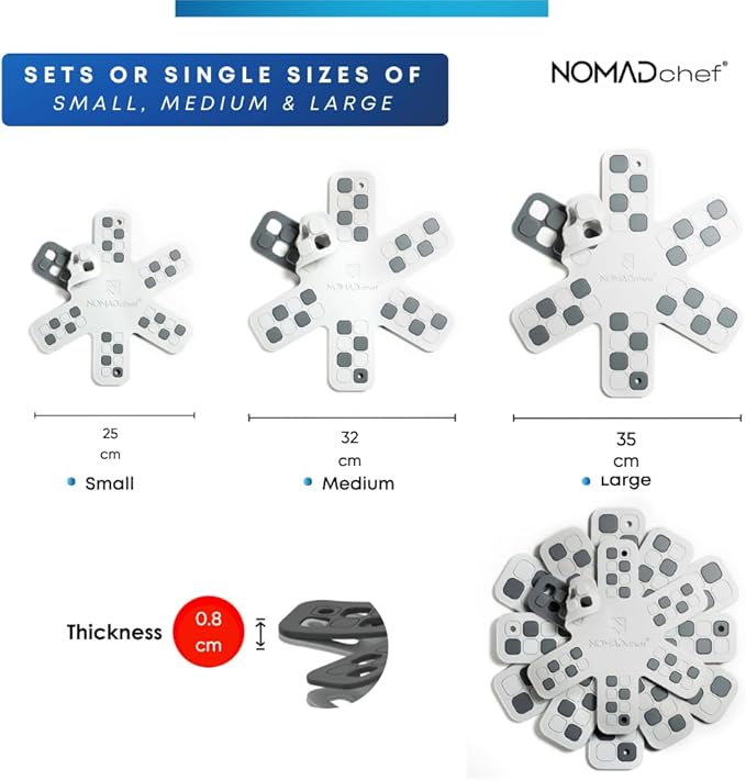 Dual-Use Silicone Pan Protectors for Stacking & Trivets for Hot Dishes | Silicone Trivet Mat | Perfect for Pot and Pan Protectors For Stacking | Cookware Protectors For Stacking (S-WHT/GREY)