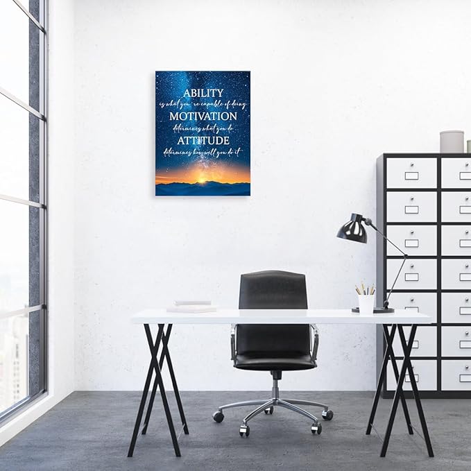 Ability Motivation Attitude Wall Decor,Inspirational Quotes Canvas Paintings Framed For Office Workplace Wall Art Decor