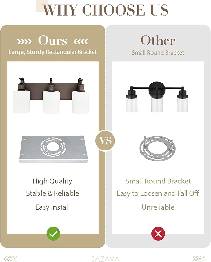 3 Light Bathroom Vanity Light, Morden Vanity Lighting Fixtures Over Mirror Oil Rubbed Bronze Bathroom Sconces Wall Lighting with Milky White Frosted Shade ZCVL01ORBW-3