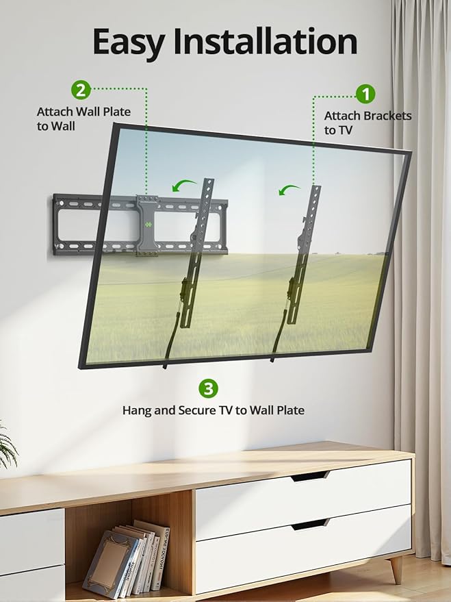 USX MOUNT Tilting TV Wall Mount for Most 37"-90" Flat Curved Screen Television, TV Bracket with Max VESA 600x400mm up to 132lbs, Low Profile Tilt Mount for 16", 24" Stud