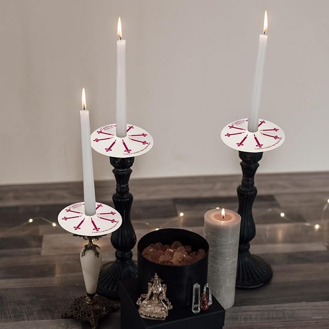 100 Church Candles with Drip Protectors for Devotional Candlelight Vigil Service, Box of 100 Candles, Unscented White 5" H X 1/2" D, No Smoke