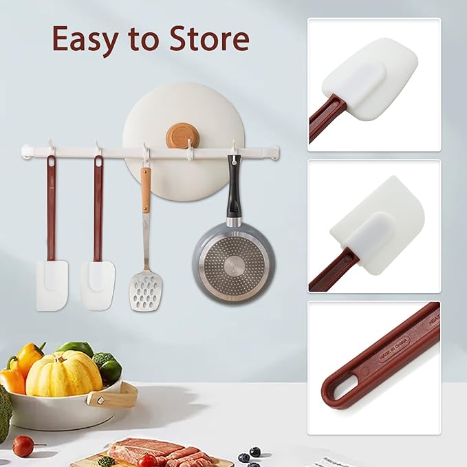 14 INCH Silicone Spatulas Heat Resistant Heavy Duty Rubber Spatulas Commercial Spatulas Set for Kitchen Use Silicone Cooking Utensils Sets of 2