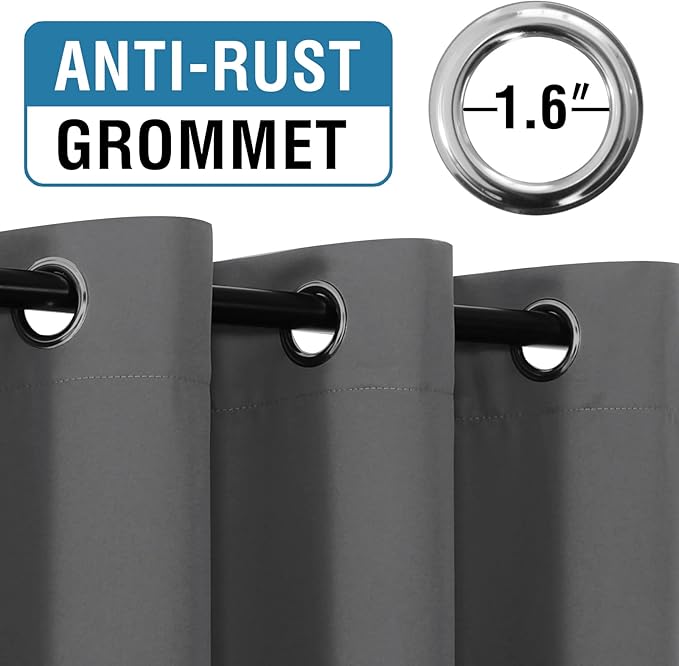 100% Blackout Curtains Thermal Insulated Full Blackout Curtains for Living Room Energy Efficiency Window Drapes for Bedroom with Black Liners (1 Panel, 52x96 inch, Grey)