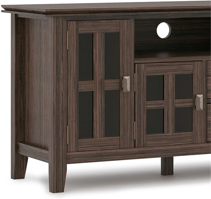 SIMPLIHOME Artisan SOLID WOOD 72 inch Wide Transitional TV Media Stand in Farmhouse Brown For TVs up to 80 inches for the Living Room and Entertainment Center