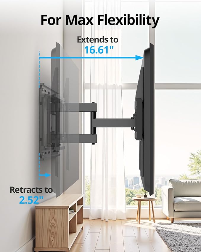 USX STAR 37-90 inch Heavy Duty Full Motion TV Wall Mount, Fits 24" Wood Studs, Wall Mount tv Bracket with Smooth Swivel, Tilt, Extension, Hold up to 150lbs, Max VESA 600x400 mm, Fit Most 75 85 90 TVS