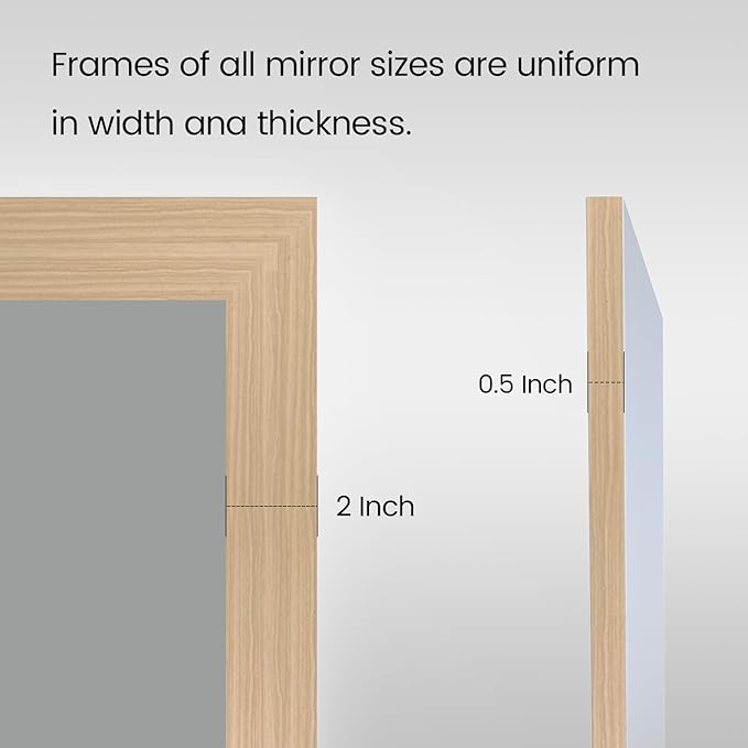 Amorho 48X30 Inch Bathroom Mirror for Wall, Oak Wood Grain Metal Framed Mirror, Anti-Rust, Hang Horizontally/Vertically, Suitable for Vanity, Bedroom, Farmhouse, Bathroom