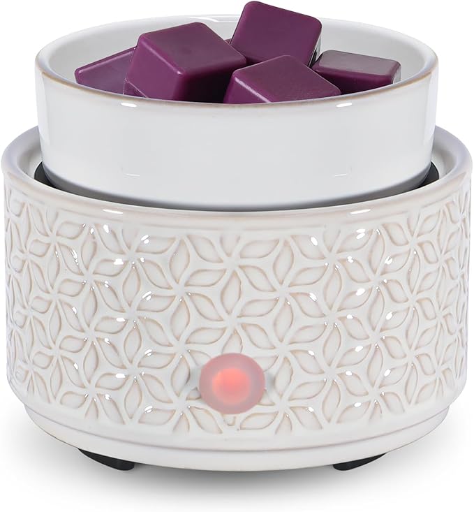 Electric Wax Melt Warmer 4-in-1 Candle Warmer for Scented Wax Melter Cute Ceramic Fragrance Wax Burner for Home Office Bedroom Deco Gift for Women White.