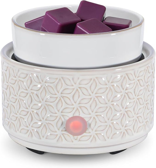 Electric Wax Melt Warmer 4-in-1 Candle Warmer for Scented Wax Melter Cute Ceramic Fragrance Wax Burner for Home Office Bedroom Deco Gift for Women White.