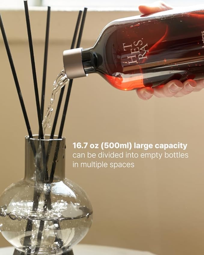 hetras. Premium Reed Diffuser: 16.9oz (500 ml) Large Capacity | Hotel Wood Scent | Fragrance Oil Diffuser Sticks for Home Office Bathroom Decor - Gifts for Loved one