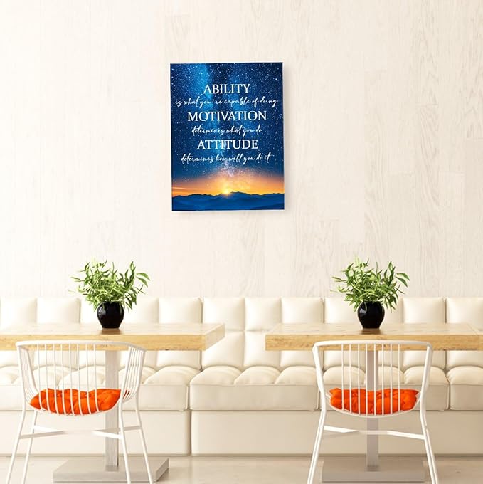 Ability Motivation Attitude Wall Decor,Inspirational Quotes Canvas Paintings Framed For Office Workplace Wall Art Decor