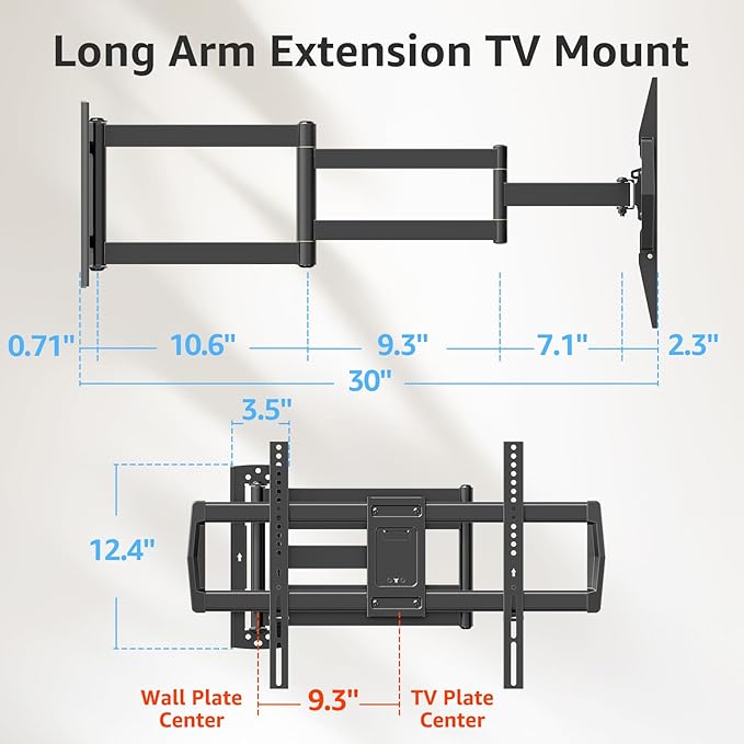 MOUNTUP Full Motion TV Wall Mount with 30” Extension & Tilt & Swivel for Most 42-75 Inch TVs, Long Arm TV Mount Corner Bracket Articulating Arm Mount, Max VESA 600x400mm and Up to 99 lbs, MU0057-L