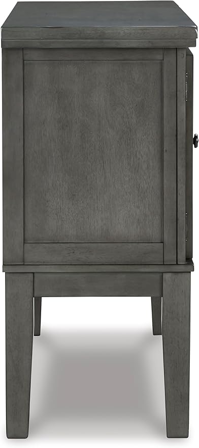 Signature Design by Ashley Hallanden Dining Room Server with Wine Rack, 2 Cabinets with Removable/Adjustable Center Shelf, Drawer, Wood with Acacia Veneer, 38.25" High, Weathered Gray