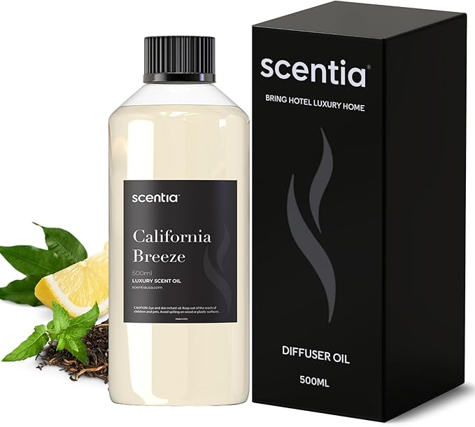 Scentia Hotel Diffuser Oil Inspired by The Delano Beach Club Hotel Scent - 500 mL 16.9 fl oz - Essential Oil Blend Orange, Green Tea for Aromatherapy Diffusers - California Breeze, Thanksgiving Gift